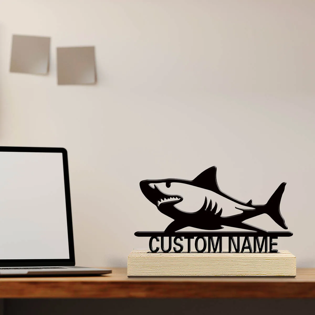1pc Desktop Metal Ornaments Custom Name With Wooden Base Unique Desktop Decoration Custom Gifts