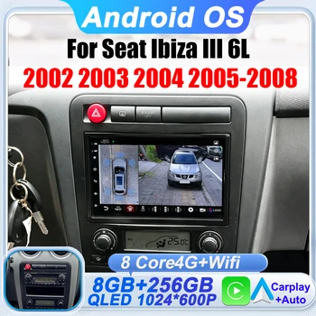 Reproductor Multimedia de Radio para Auto de 7 Pulgadas para Seat Ibiza III 6L 2002 2003 2004 2005-2008 Carplay Estéreo FM 4G Wifi GPS Navegación BT 1