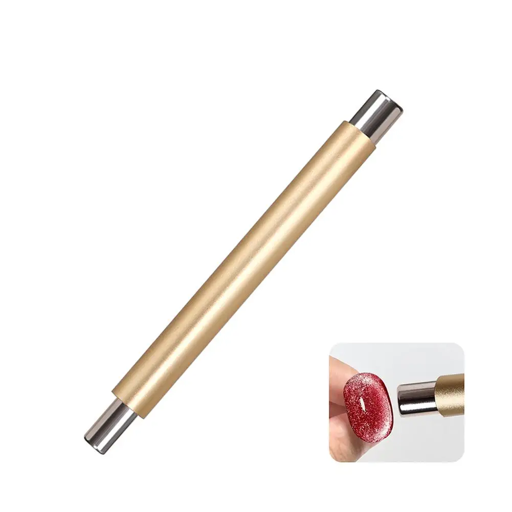 1 pz strumento magnetico per unghie a doppia testa occhio di gatto sfera magnetica manico in alluminio gel per unghie francese cilindrico nail art bastone magnetico per unghie