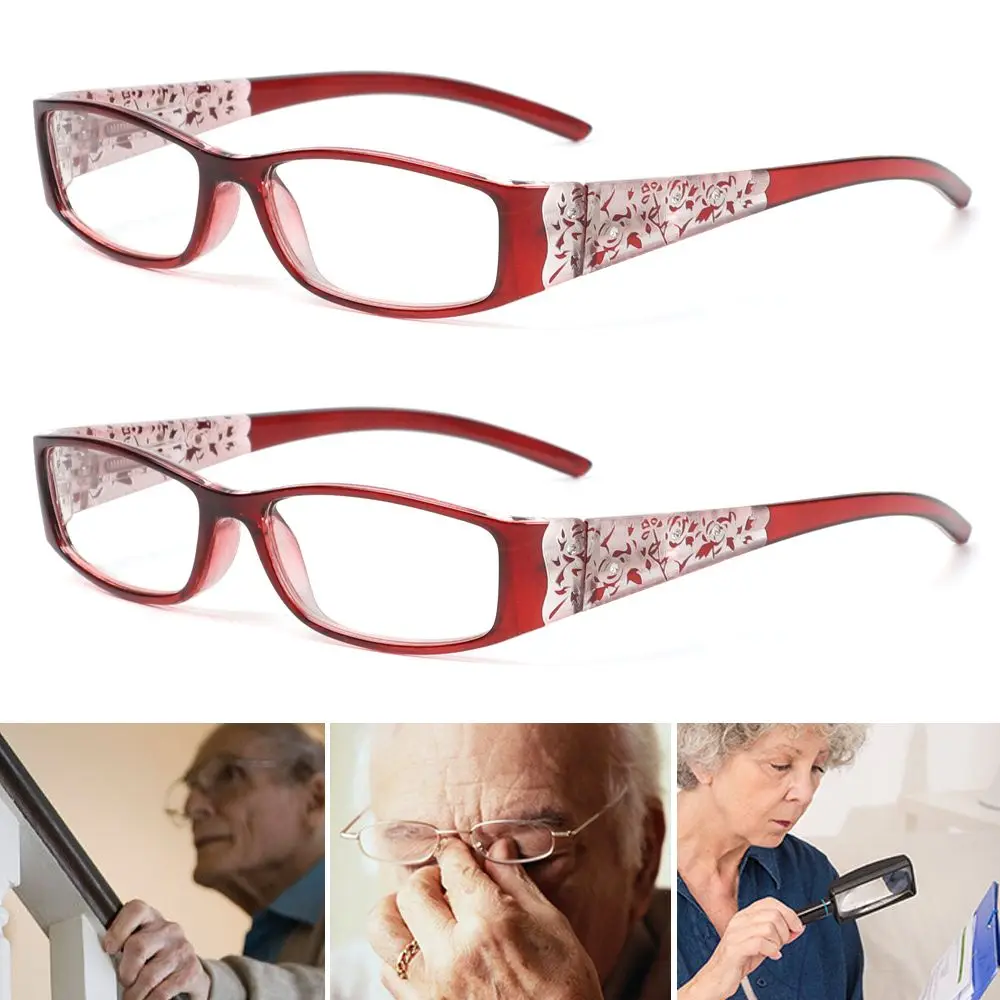 Diamond Inlaid Reading Glasses Ultralight Anti Blue Light Reading Glasses Retro Classic Presbyopic Eyewear Printing Eyeglasses