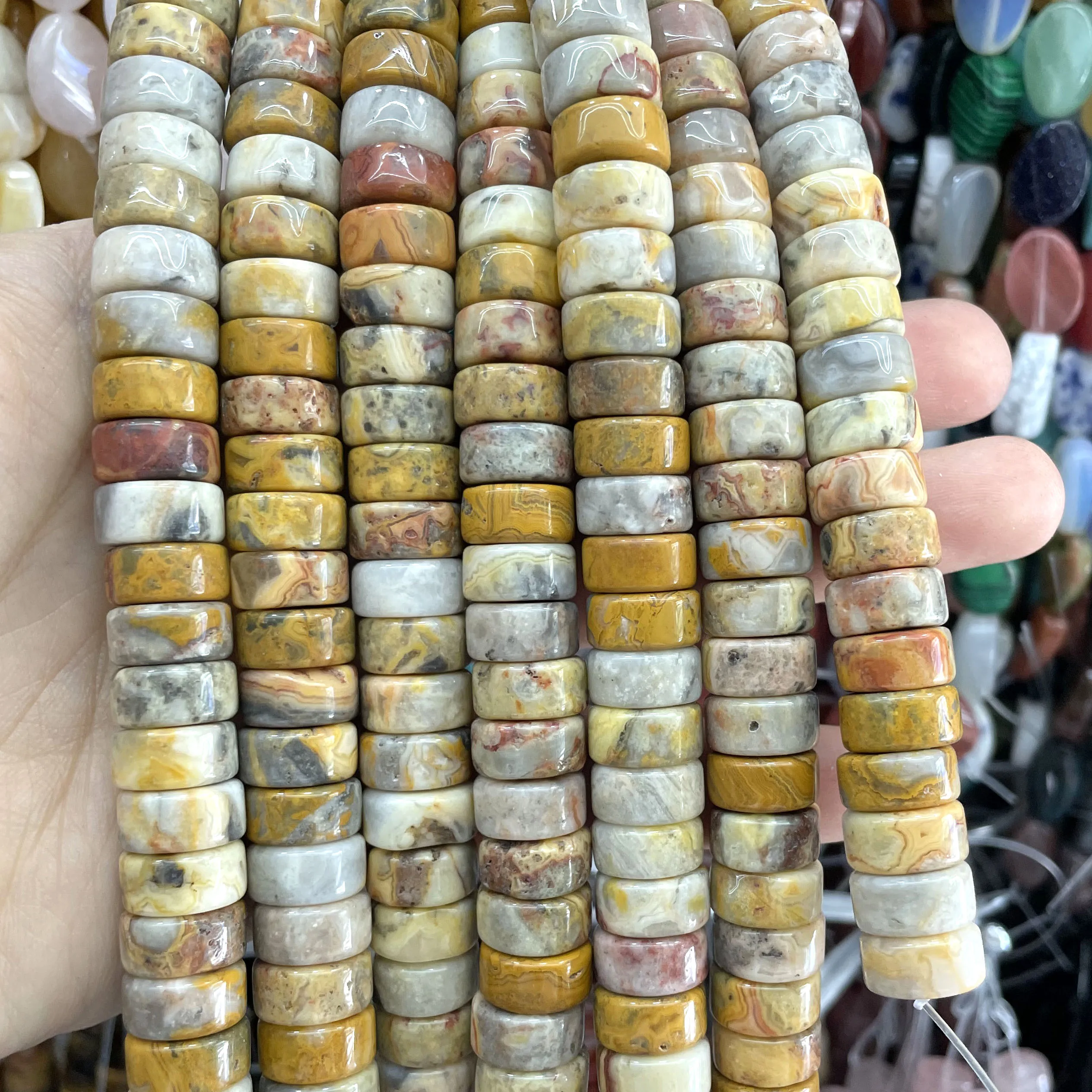 6X12MM Naturstein-Achate, Tigerauge, Quarz, Türkis, lose Spacer-Perlen für die Schmuckherstellung, DIY-Armbänder, Halsketten-Zubehör – Detail 18