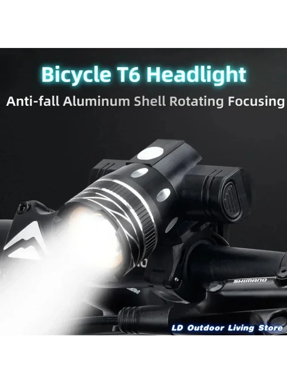 AliExpress NONE Bicycle Light Headlamp Bike Front Light Adjustable Zoom Rechargeable Waterproof Night Cycling Flashlight
