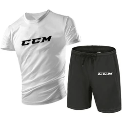 Men's Running Tight T-shirt Sports Set Gym Fitness Top Beach Pants Sports Wear CCM Quick Drying Fashion Plus Size Clothing