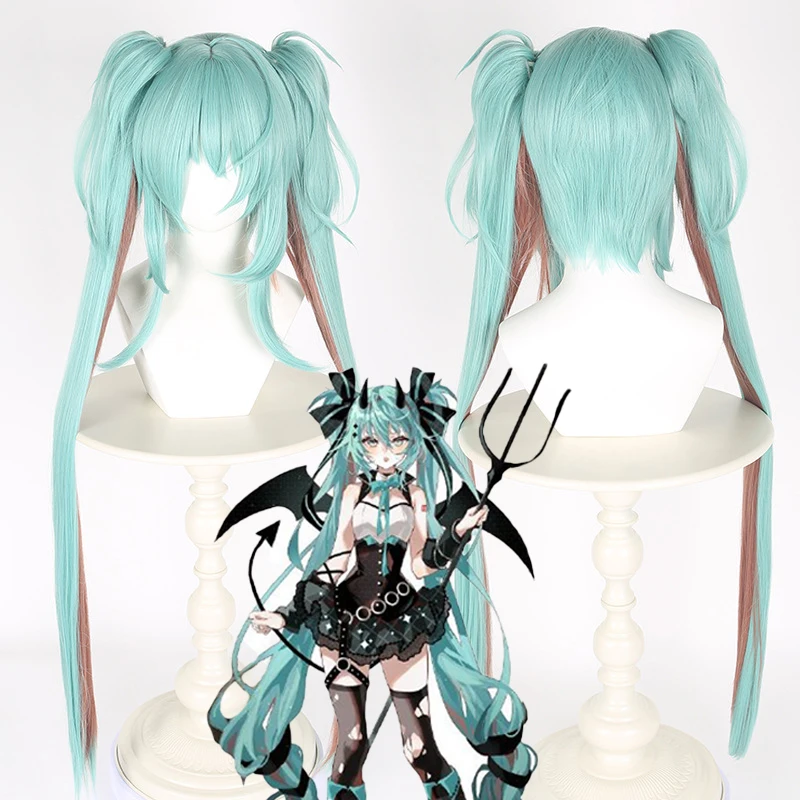 

Маленький парик для косплея енота, аниме Мику, двухцветный парик с цветными блоками, высокотемпературная проволока, волосы с шапочкой для парика для женщин