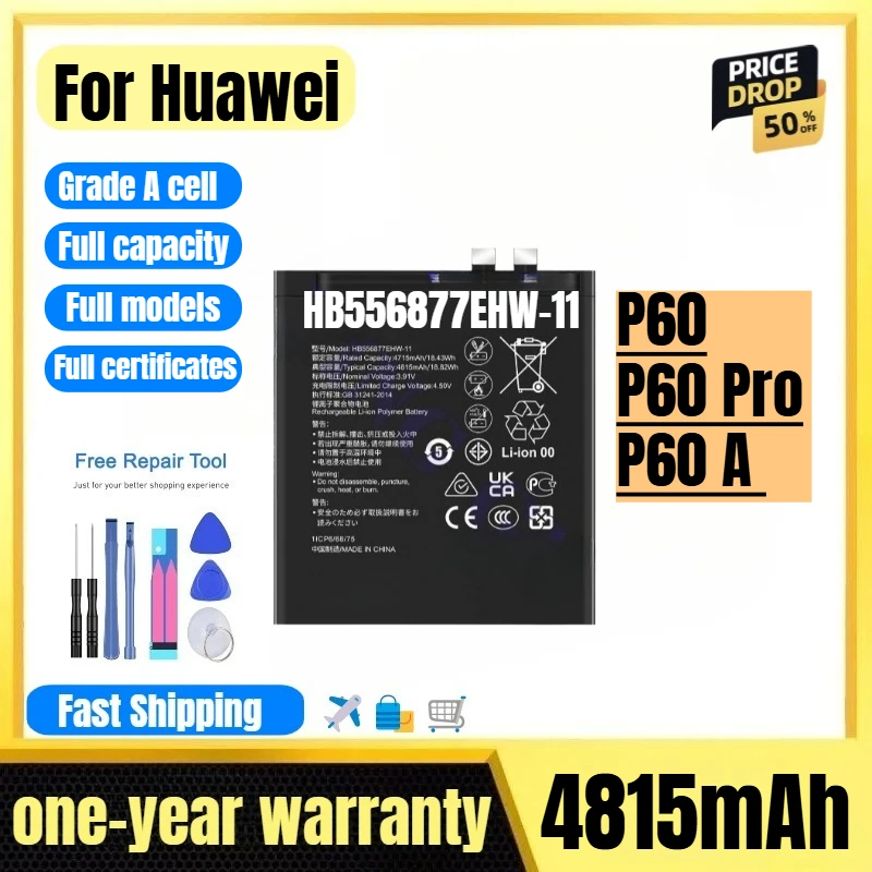 

HB556877EHW-11 for Huawei P60/P60 Pro/P60A Phone Battery High Quality High Capacity Replacement Bateria Grade A Cell with Tools