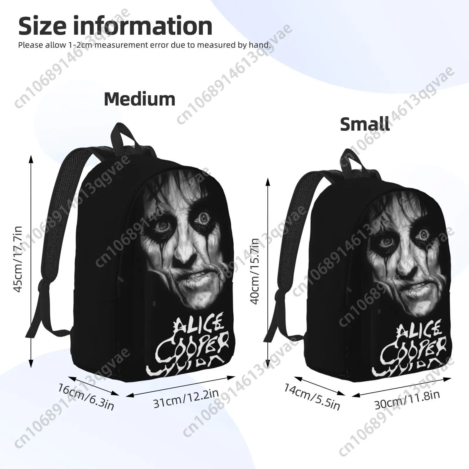 Hot Alice Cooper Horror Rock Custom Canvas Lightweight Backpack Fashion Durable Student Men Women Business Daypack