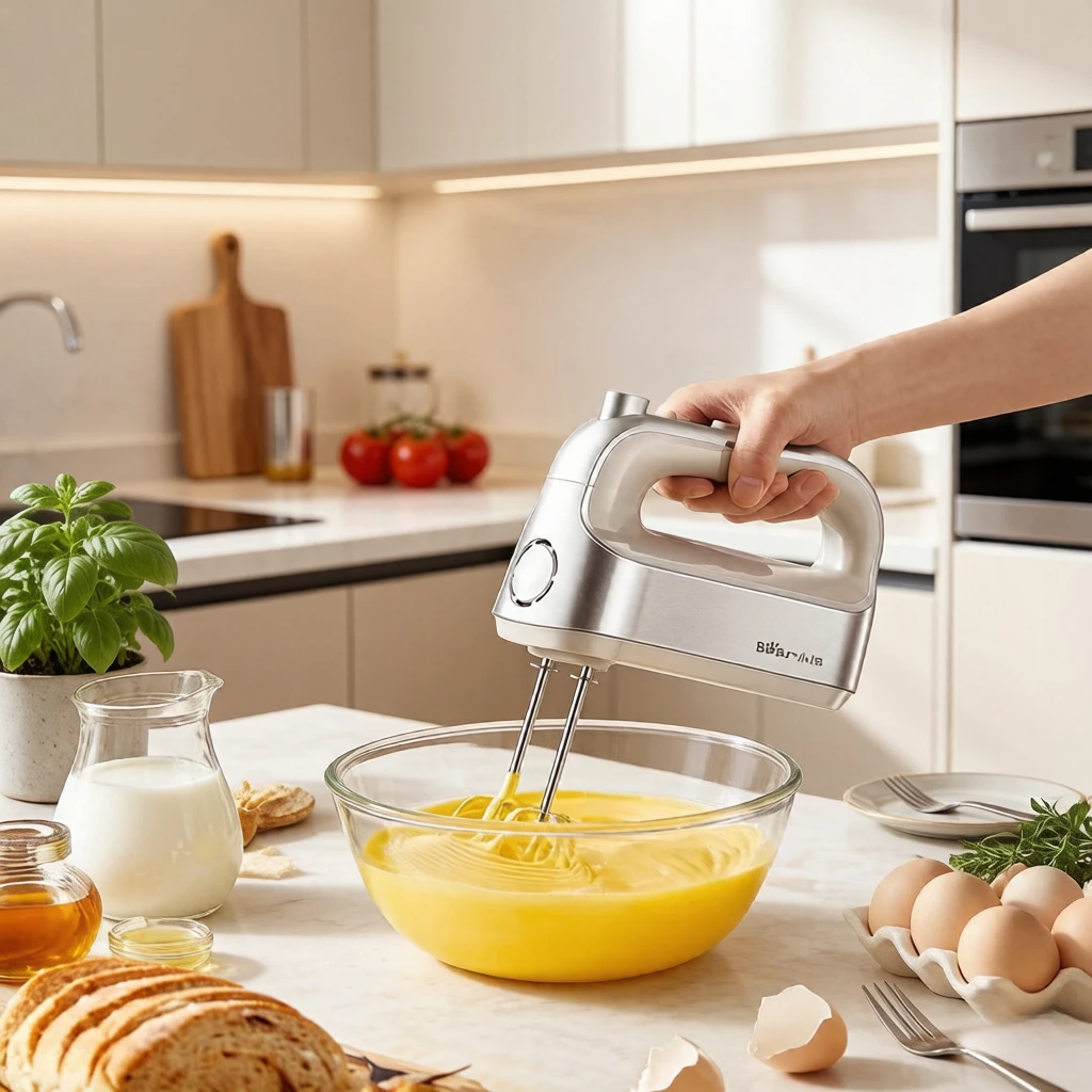 304 Stainless Handheld Egg Beater, Electric Whisk Mixer for Cream Dough, Durable Rust-Proof Easy-Clean Baking Tool Home Use