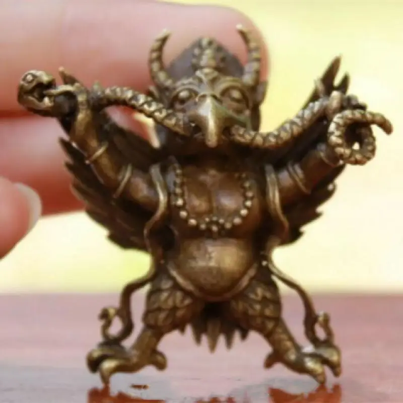 

4 Cm China Buddhism Temple Copper Bronze Winged Garuda Bird God Buddha Statue