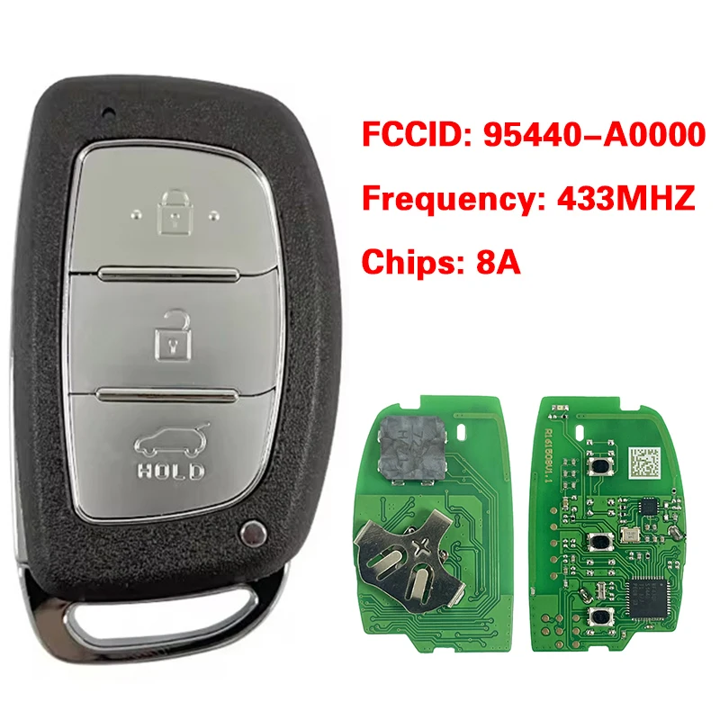 

CN020152 Aftermarket 3 Button Smart Key FCC 95440-A0000 8A Chip 433MHz Keyless Go For Hyundai Creta 2016