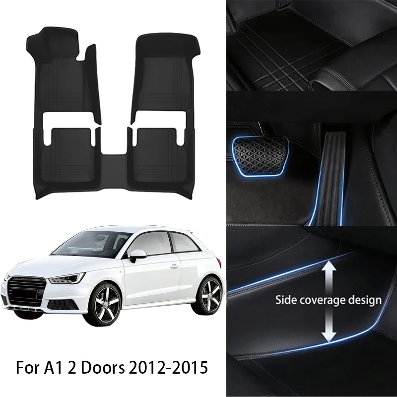 Tapete de Carro Personalizado em Couro PU para Audi A1 2 Portas 4 Portas 2012 2015 2018 Conjunto Completo de Acessórios de Interior de Luxo