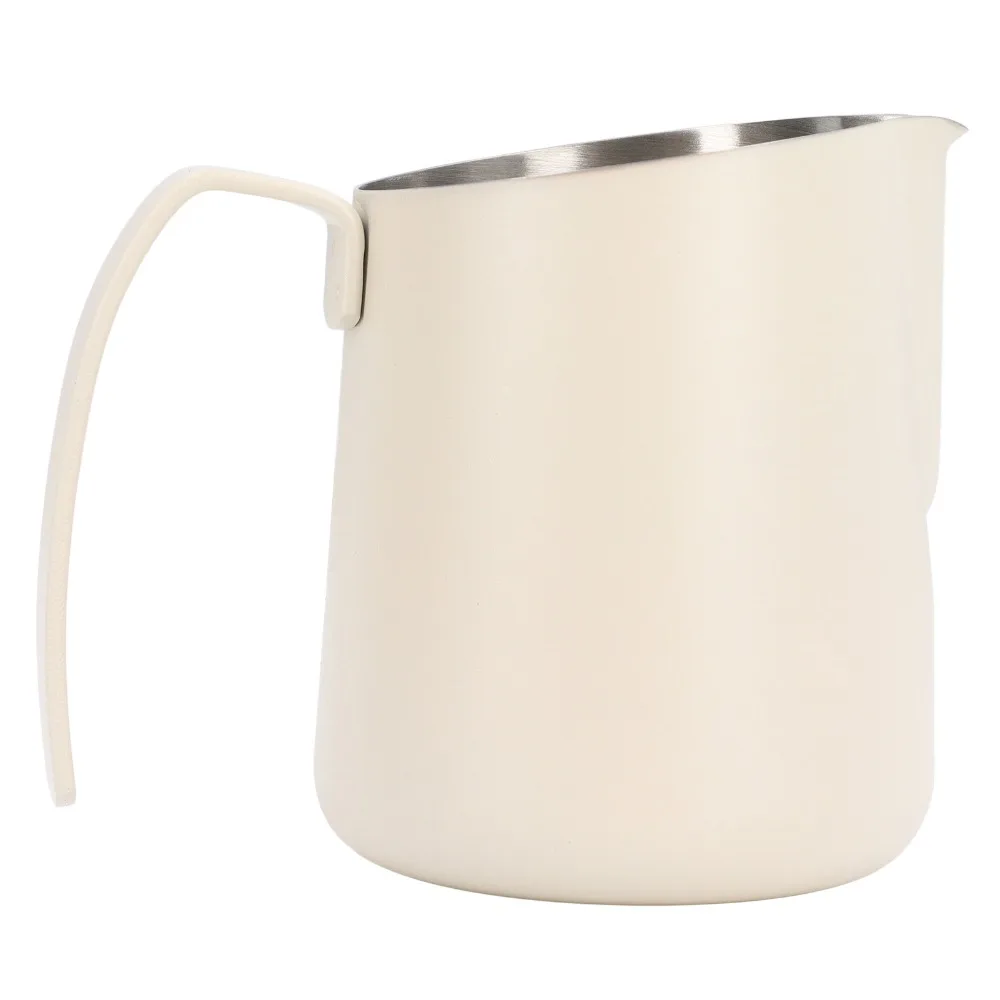 304 Stainless Steel Milk Frothing Pitcher Slant Spout Clear Scale Coffee Steaming Pitcher Comfortable Handle No-Drip Design