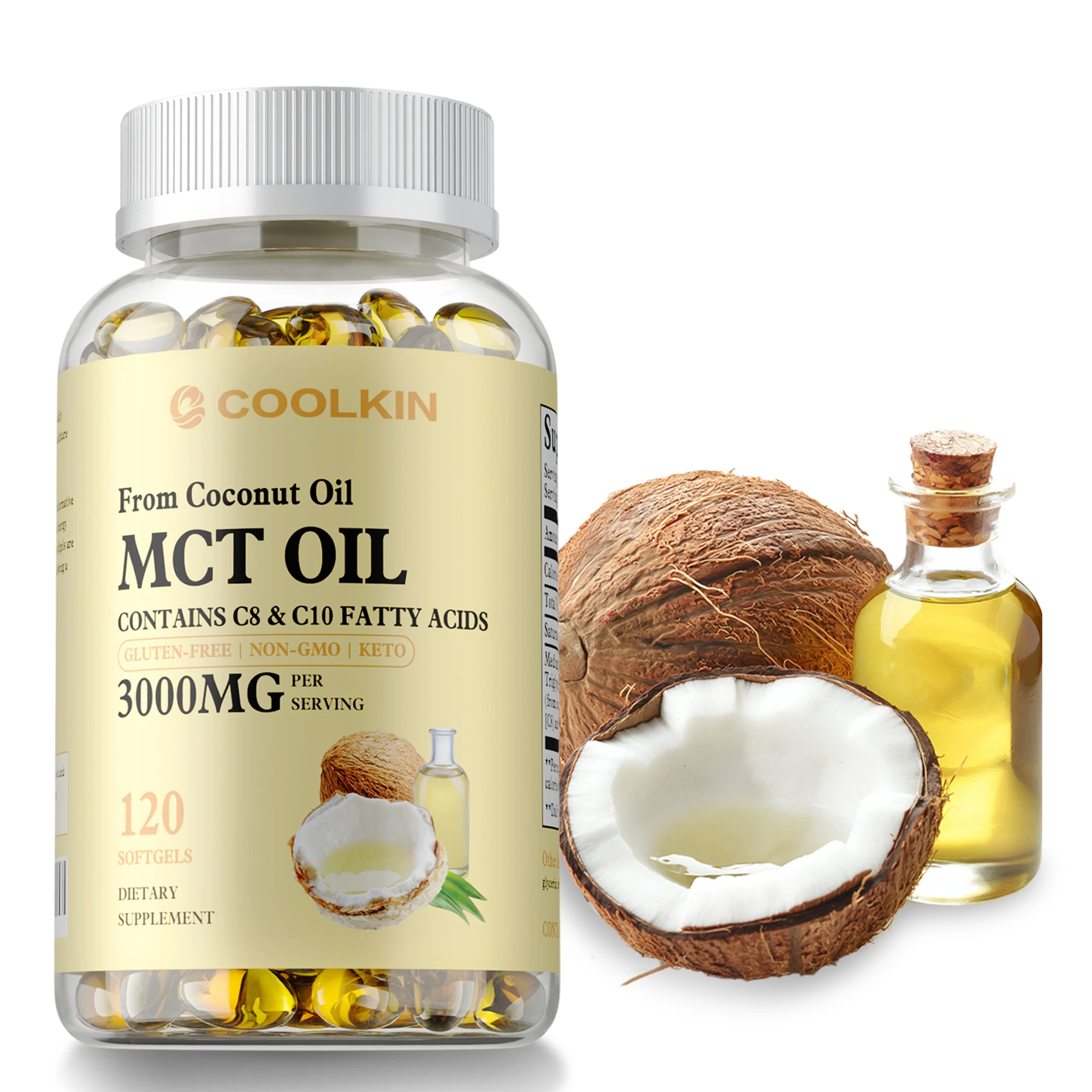 

MCT Oil Supplement - Contains Coconut Oil, Weight Management, Promotes Metabolism, Supports Energy and Endurance, Non-GMO