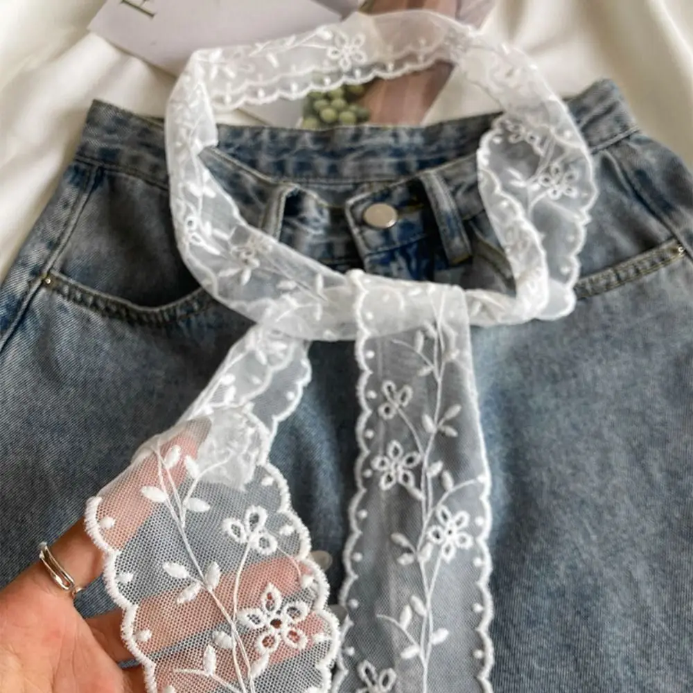 Ins Sweet Lace Waistband Y2k Long Gauze Waist Belt Tie Up Thin Dress Jeans Belt Summer