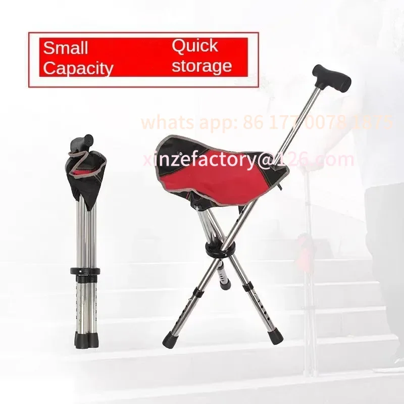 Customizable Outdoor Folding Cane with Chair Multifunctional Non-slip Cane Telescopic Chair for The Elderly Mountaineering