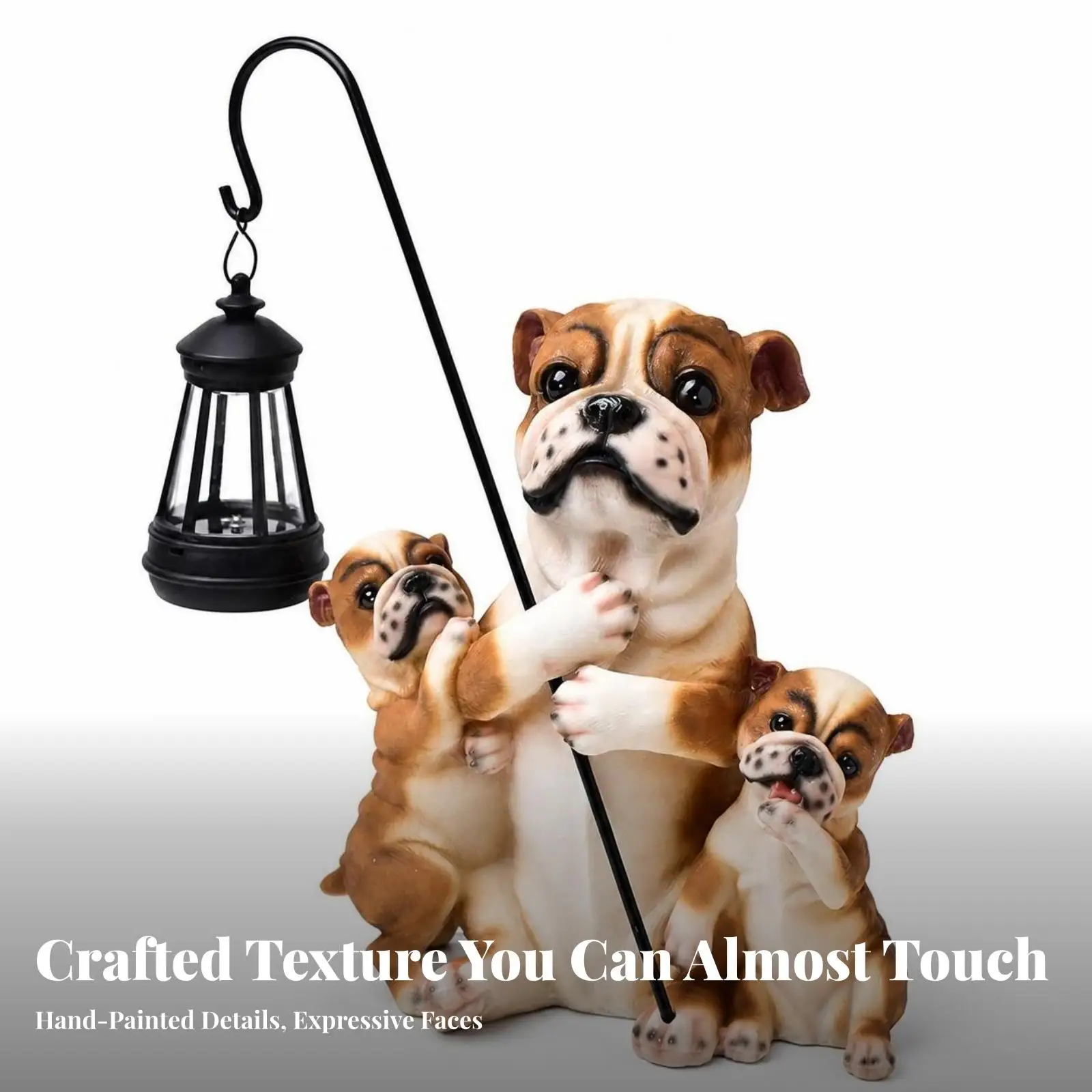 Waterproof Dog Statue with Lantern | Warm Yellow Light, Decorative, sun-powered canine Statue, for Yard