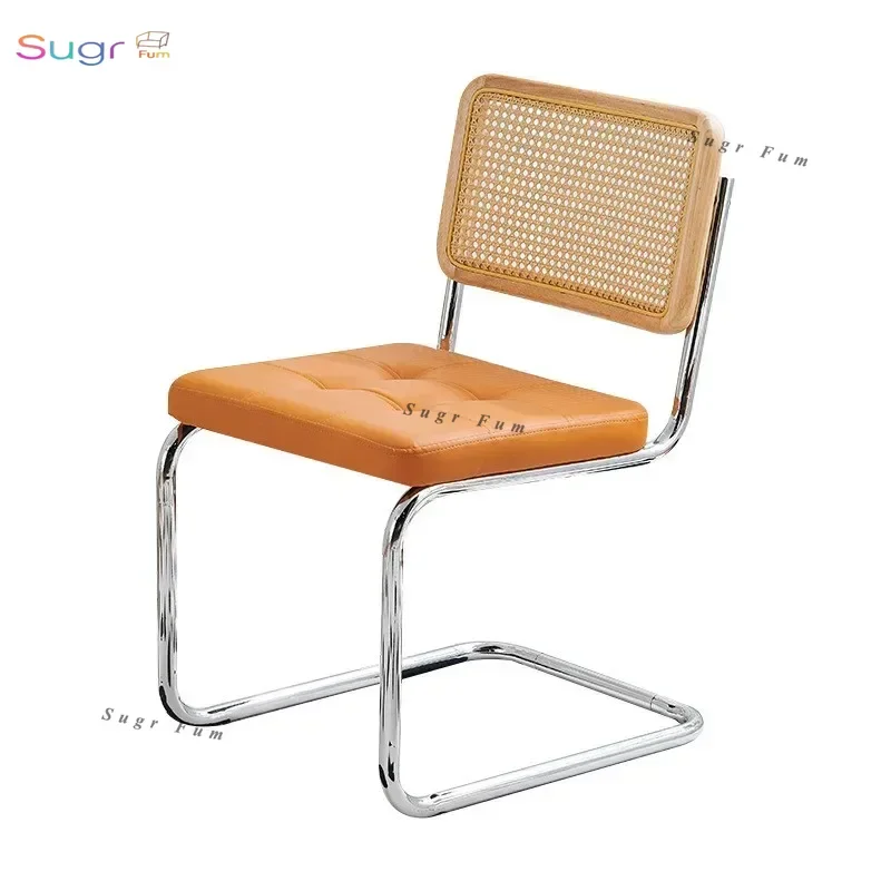 

Nordic Style Office Rattan Chair Vintage Homestay Vintage Rattan Woven Dining Chair Home Study Living Room Backrest Chair 2024