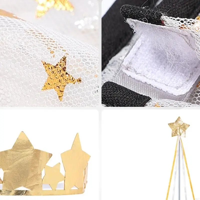 2 stks pailletten tule prinses cape prinses mantel met kronen hoofdband prinses verkleden kleding voor kinderen kleine meisjes