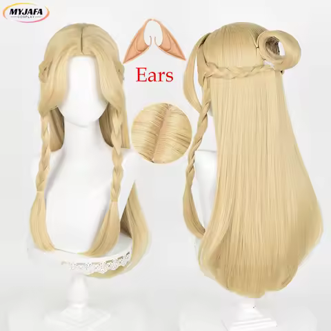 Marcille Donato Cosplay Wig Anime Blonde Golden Long Pre Braided Heat Resistant Synthetic Hair Party Wigs + Wig Cap