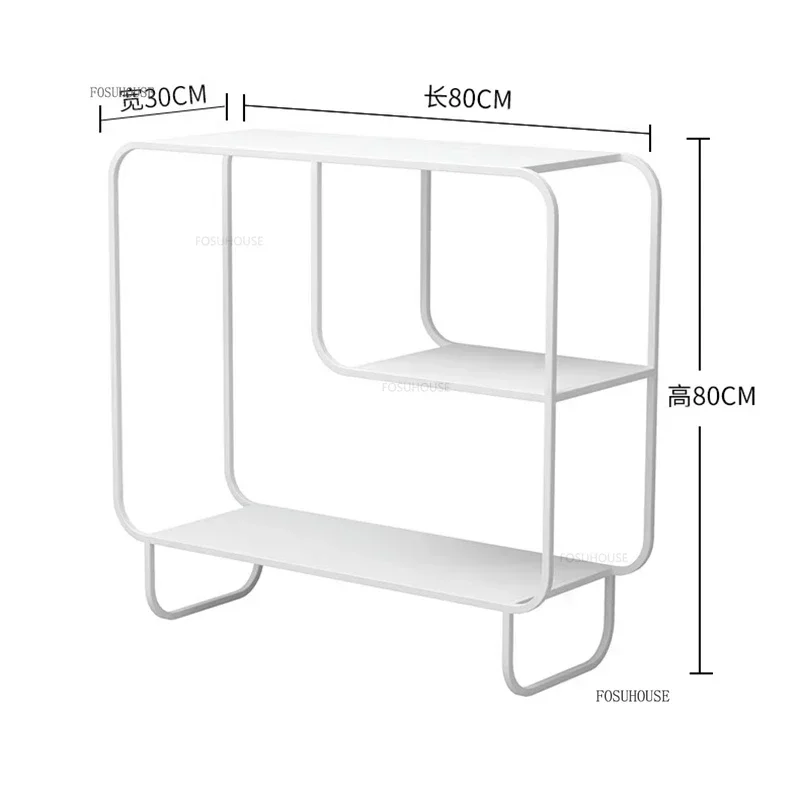 Creative Floor Bookcases Simple Iron Art Bookshelf Storage Organizer Nordic Living Room Furniture Home Sofa Display Side Cabinet