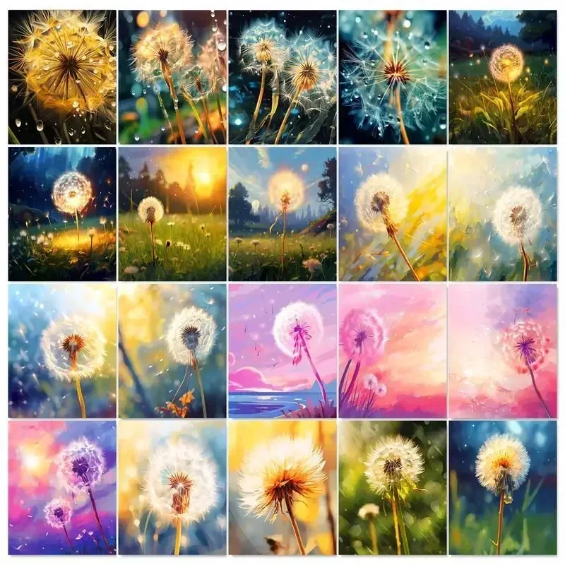 

581958 DIY Frame Painting By Number Dandelion Canvas Picture By Numbers Scenery Acrylic Paint On Canvas For Wall Decors