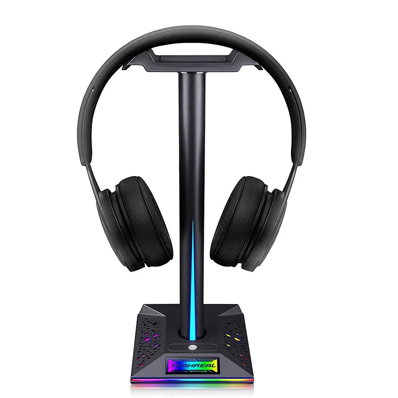 RGB Gaming Headset Stand with LED Base/USB Pickup Light Computer Desktop Headphone Display Holder PC Game Earphone Accessories