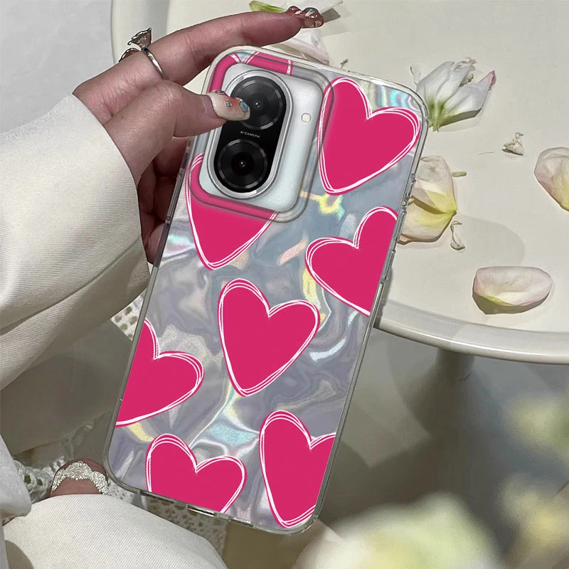 Casing Ponsel Hati Cinta Romantis Modis untuk Redmi Note 14 13 12 11 10 Pro Plus 10S 11S 12S 14S A5 A3 A3X A1 A2 14C 13C Sampul Lembut