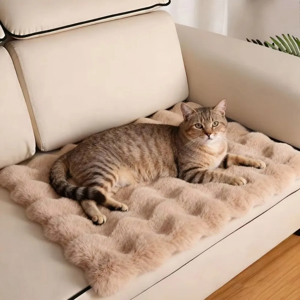 Winter Warm Pet Sleeping Mat Soft Fluffy Thickened Design Pet Bed Cushion Multi-Scenario Use Cloud Bubble Texture