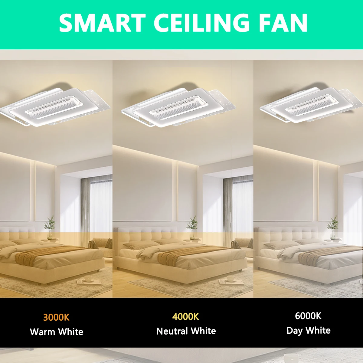 مصباح السقف ذكي للتحكم عن بعد APP التحكم LED مروحة سقف الثريا مع ضوء سخونة معدنية بسيطة خالية من الشفرة #4