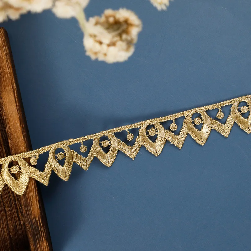 1 Yards Hollow Lolita Lace Ribbon Gold Silver Thread Embroidery Lace Trim DIY Garment Dress Sewing Accessories