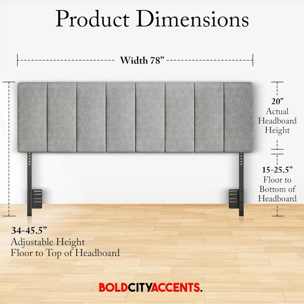 لوح رأسي منجد عمودي متوسط الارتفاع من كال كينج/كينج - لوح رأسي بارتفاع قابل للتعديل لغرفة النوم - إطار سرير أو جدار #2