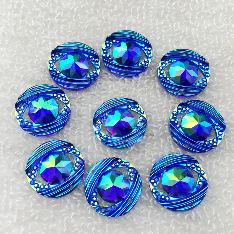 20Pcs 18mm AB Colorful flatback stones and crystals Resin Round Rhinestone trim DIY Wedding Dress craft -HB15