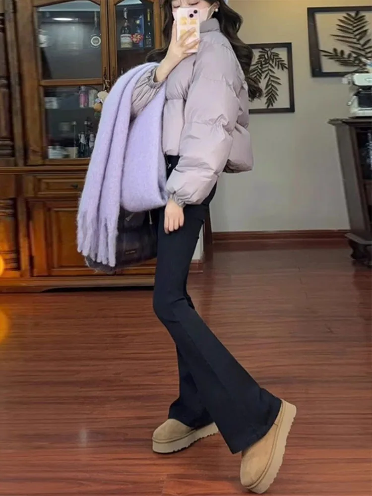 Jean évasé taille haute doublé de Fce pour femme, pantalon Bootcut élastique, décontracté, hiver, mélange de coton et de Polyester