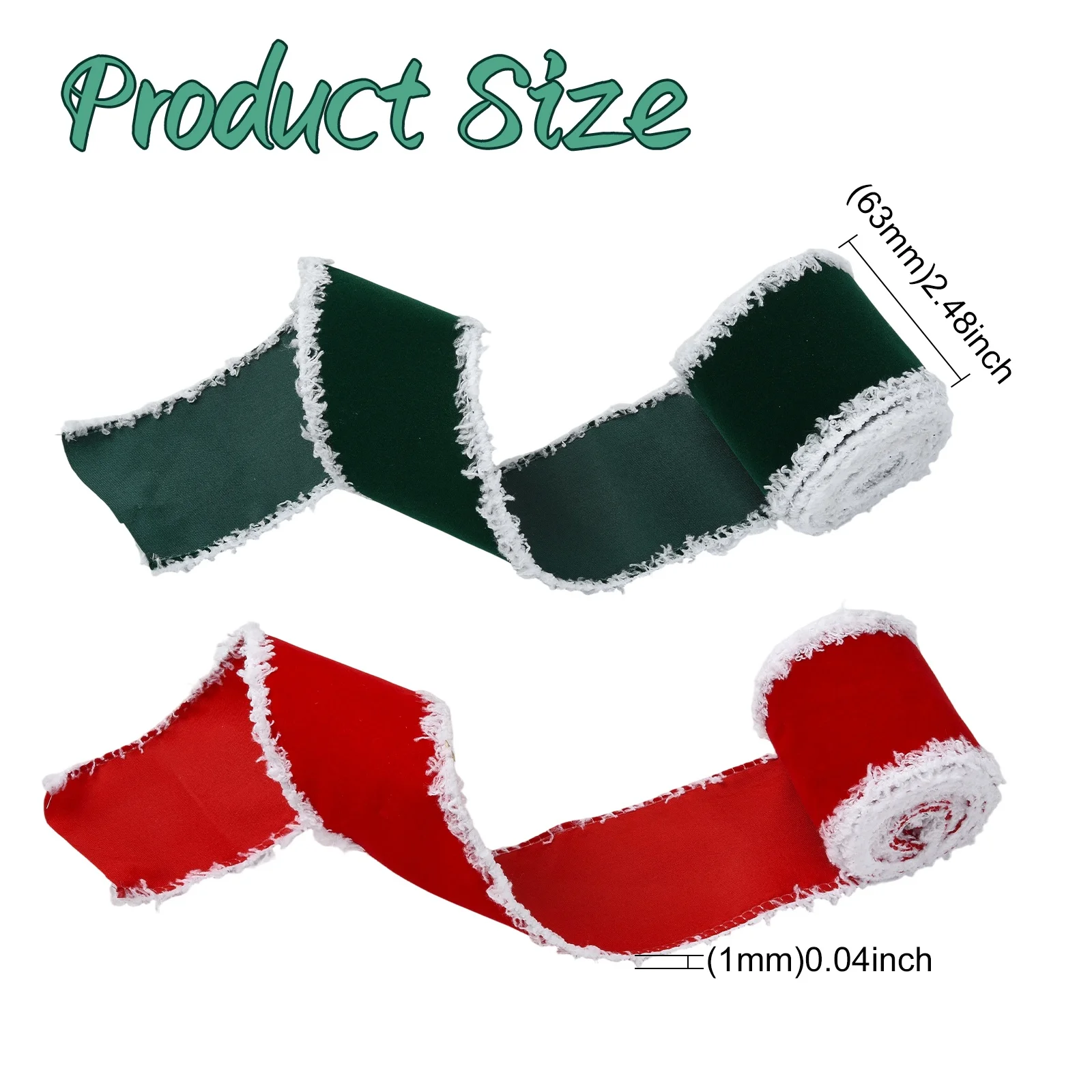 PandaHall 2 Rollen 2 Farben Polyester-Fransenband für Weihnachten, 63mm x 4,57m/Set für Geschenkverpackung, Blumenstrauß-Dekoration – Detail 2
