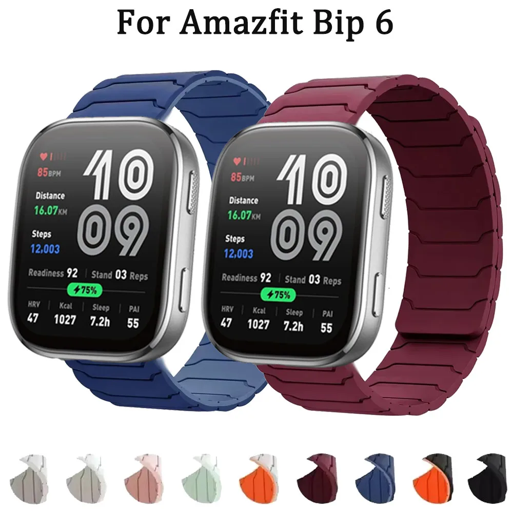 Boucle magnétique en Silicone de 22mm pour bracelet Amazfit Bip 6 5 5 Unity/GTR 2 3 4, pour Amazfit Stratos/Balance/Cheetah rond/Pro