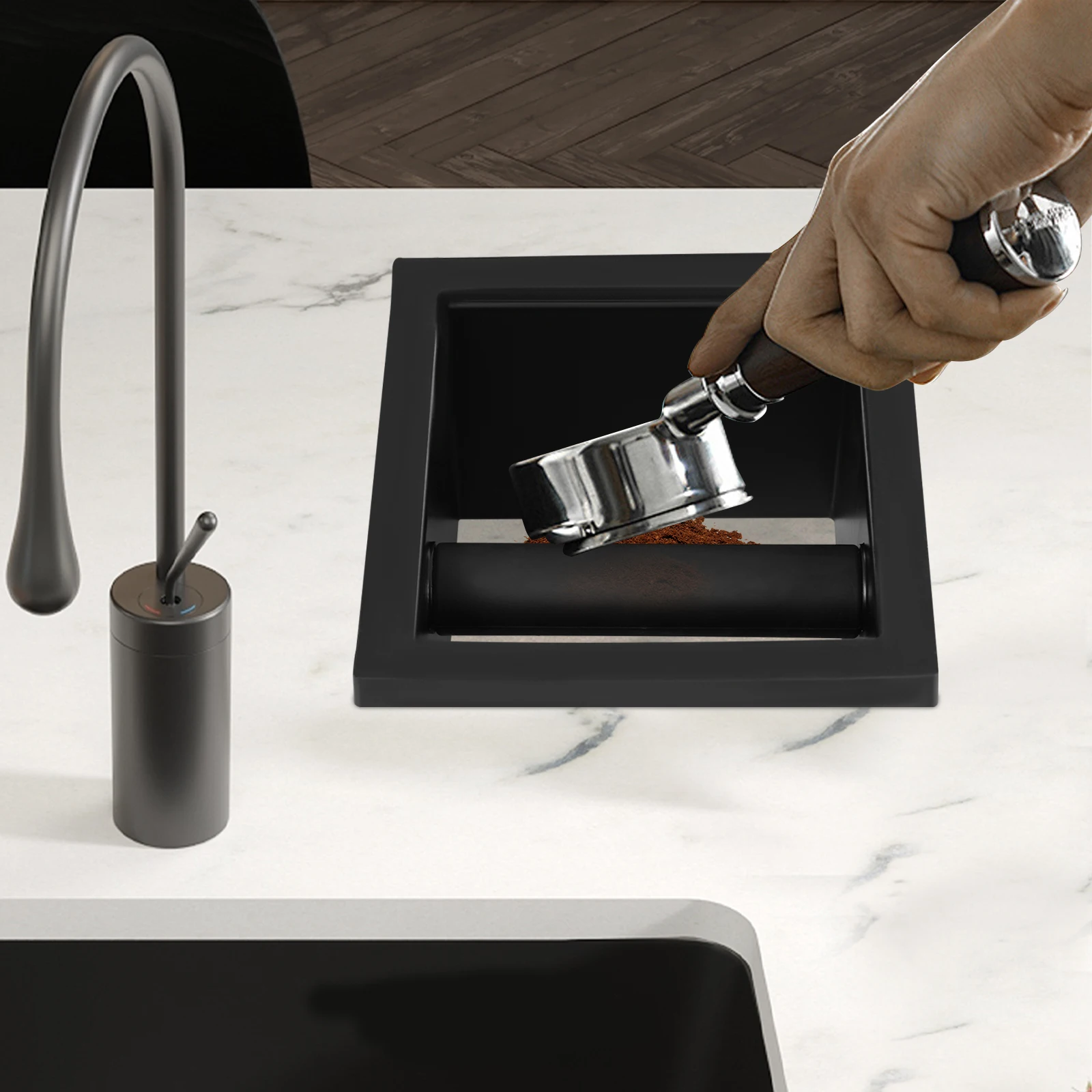 Boîte à café encastrable pour les résidus de café, boîte de vidage en acier inoxydable pour portafiltre, pour la maison, le café, le restaurant, noir, neuf