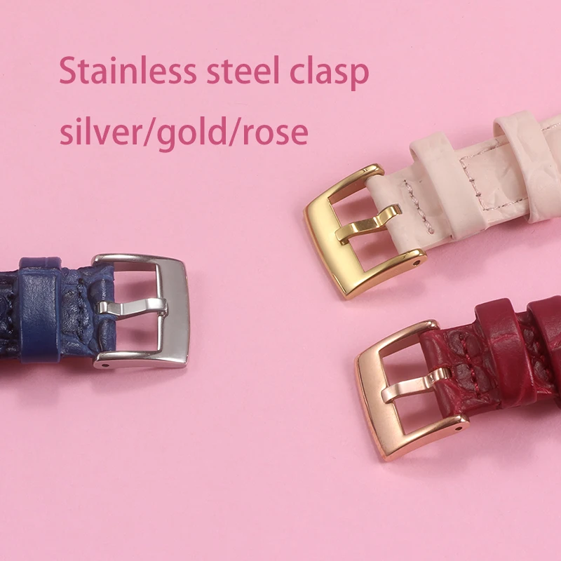 Crocodile pattern leather strap for Swarovski watch straps 5580352/5452498 /5452495/5452501 cowhide strap for women's wristband