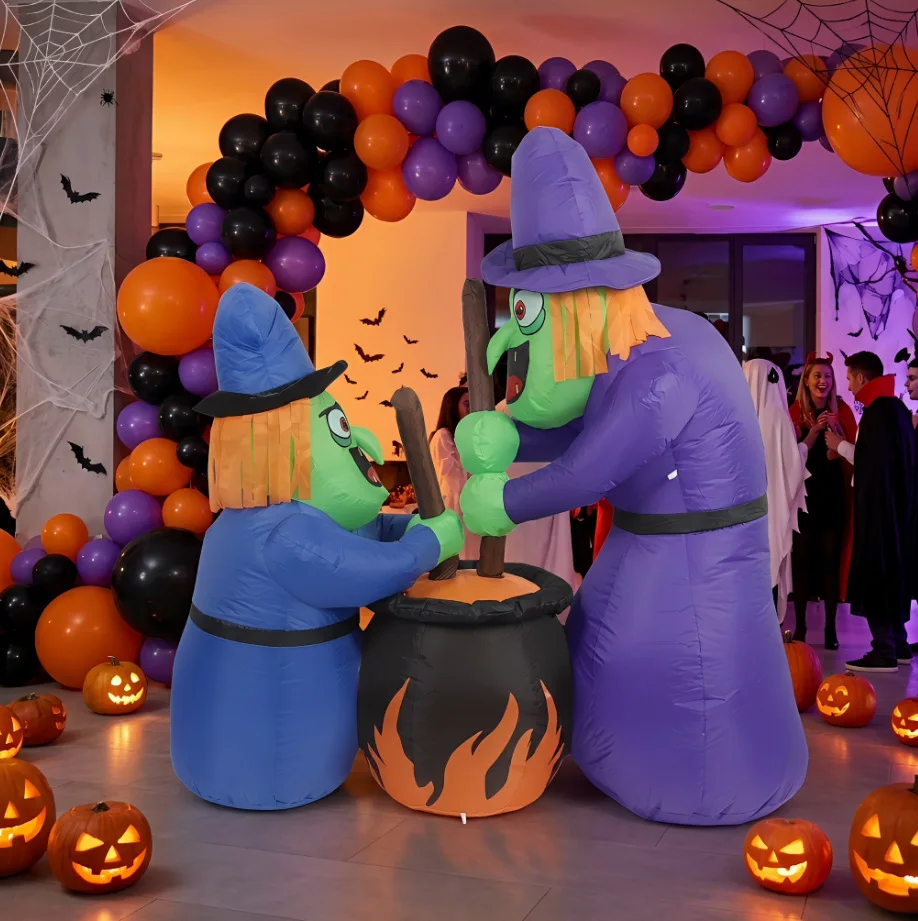 Halloween 1.5 meters inflatable air model witch tamping medicine air model festival garden scene arrangement props