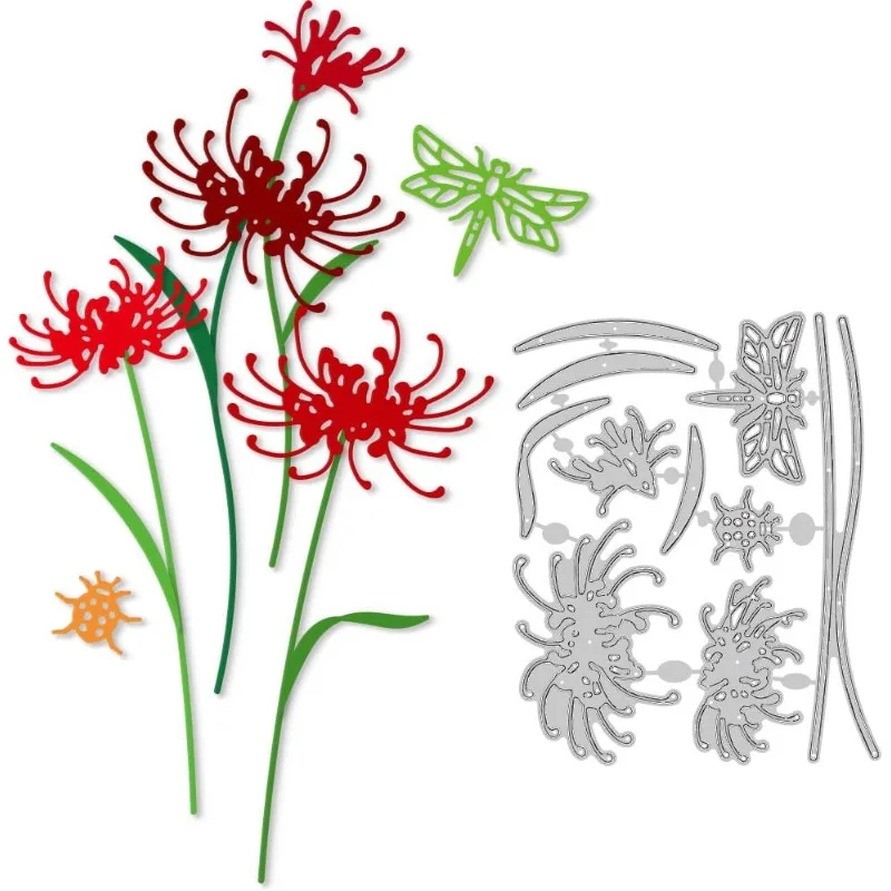 3 Stile Equinox Blumen Stanzformen Rot Lycoris Kartenherstellung Gestanzter Kohlenstoffstahl Stanzschnitte Schablonen Karte Scrapbooking Prägung