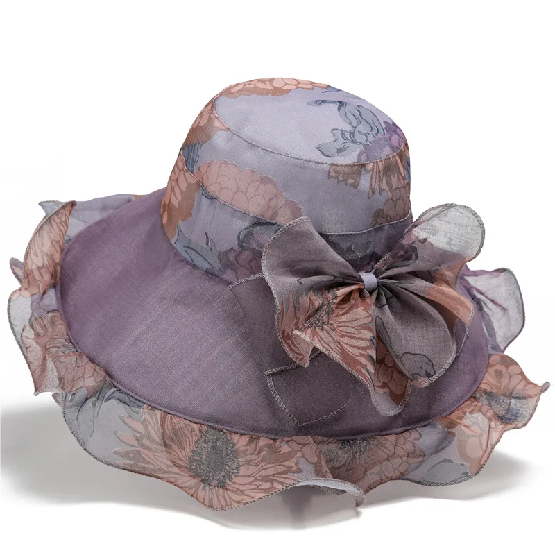 Western Style Sun Hat For Middle-aged And Elderly Women Summer Mother Big Brim Sun-proof Sun Hat Thin Flower Beach Hat