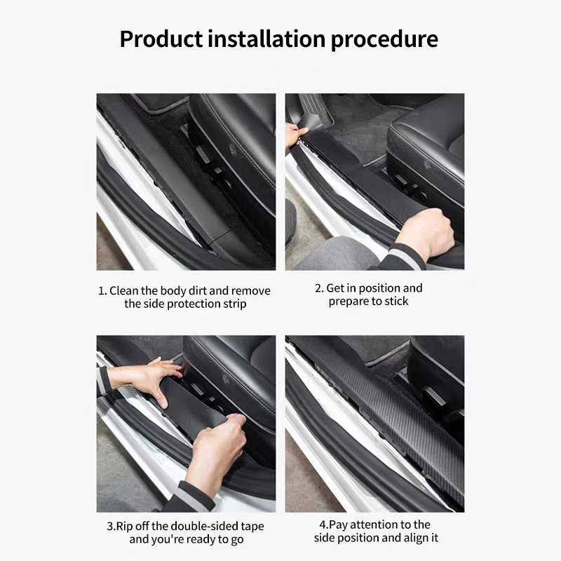 Rear Door Sill Guards For Tesla Model 3 Inner Protector Plate Cover Trim Car Anti-Dirty Bumper Welcome Pedal Kick Pad Accessorie