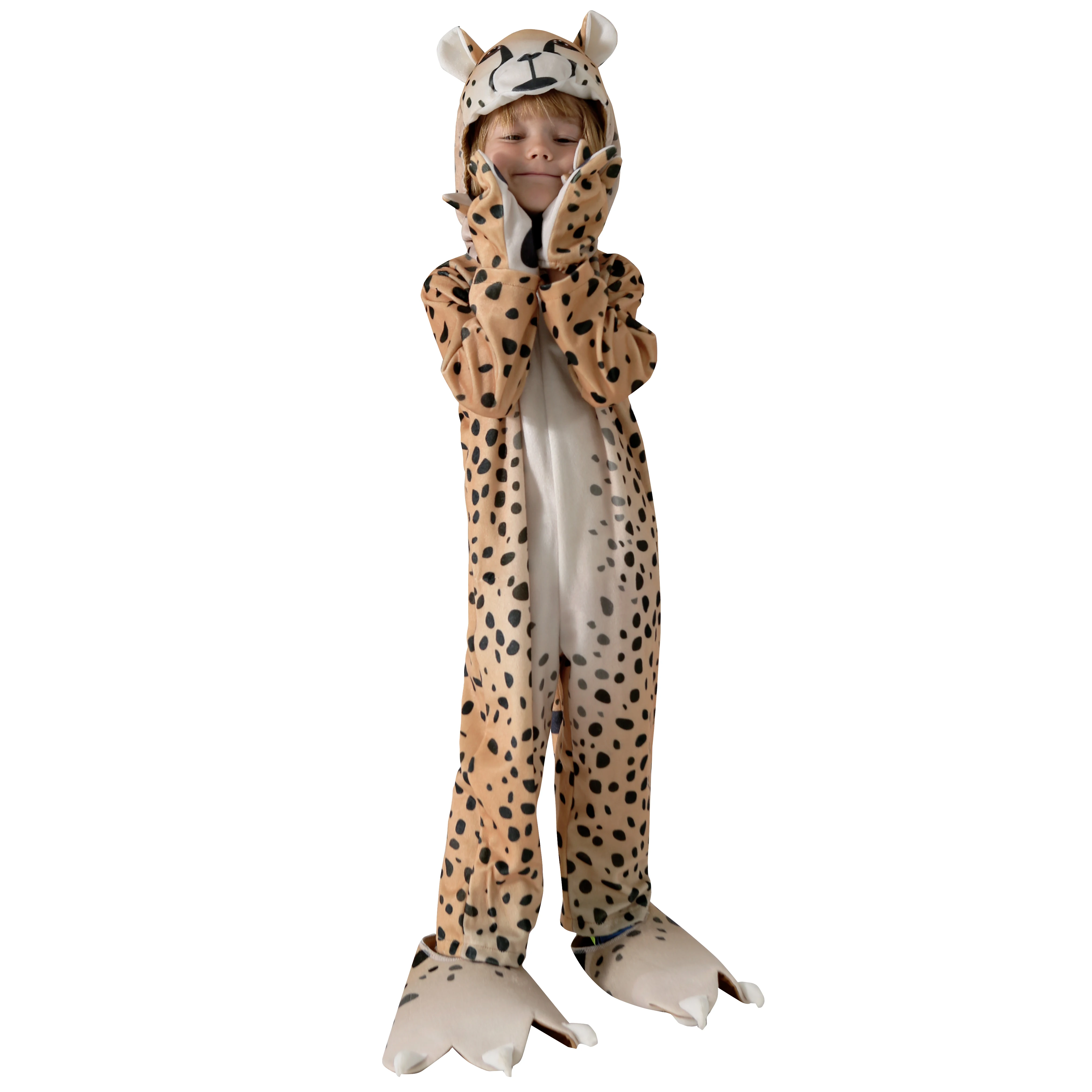 Halloween Boys Girls Cheerful Cheetah Costume Jumpsuit Kids Animal Leopard Clothing Set for Children