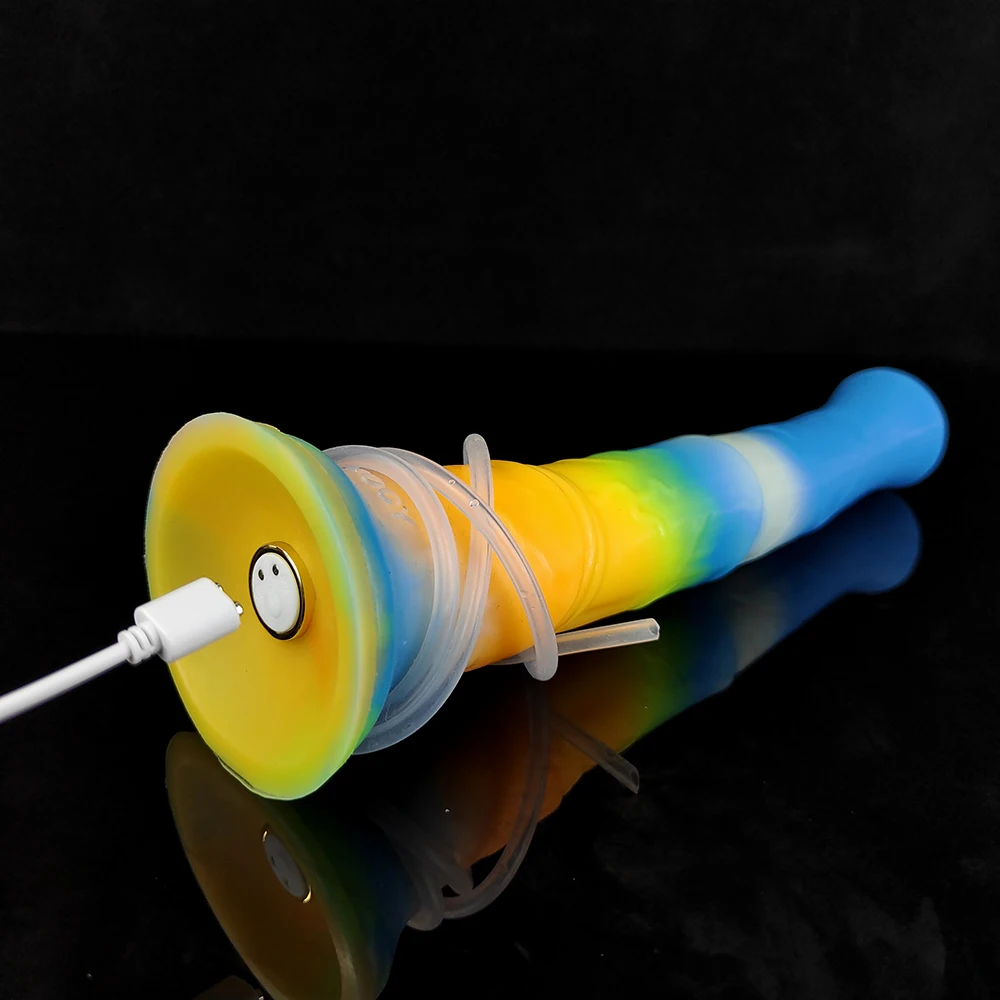 FAAK Remote Control Vibrator Squirting Horse Dildo With Sucker Luminous Ejaculation Penis Glow in Dark Sex Toys For Women