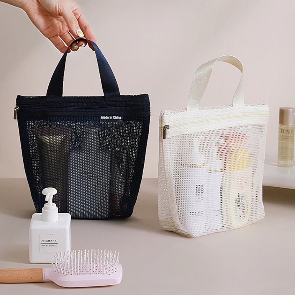 

Mesh Makeup Toiletry Storage Bags Handbags Portable Travel Washing Body Shower Tools Organizer Hanging Cosmetic Organizer Pouch