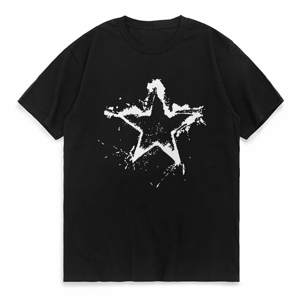 

pentagram pattern printed comfortable round neck t shirt model Summer men's women's casual loose creative short sleeved tees