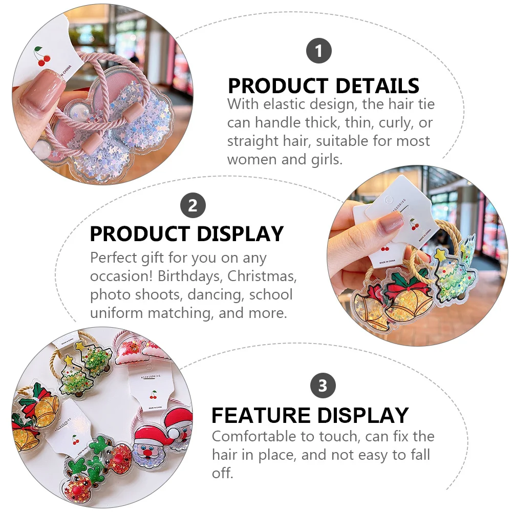 

10Pcs Christmas Hair Accessories Durable Long-Lasting Gift Birthdays Photo Shoots Dancing Hair Ties Girls Headdress