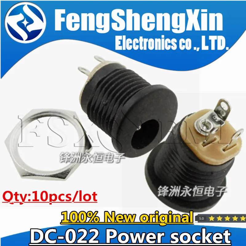 10pcs/lot DC-022 5.5-2.1 Round hole screw nut DC power socket /outlet /jack 5.5 x 2.1mm