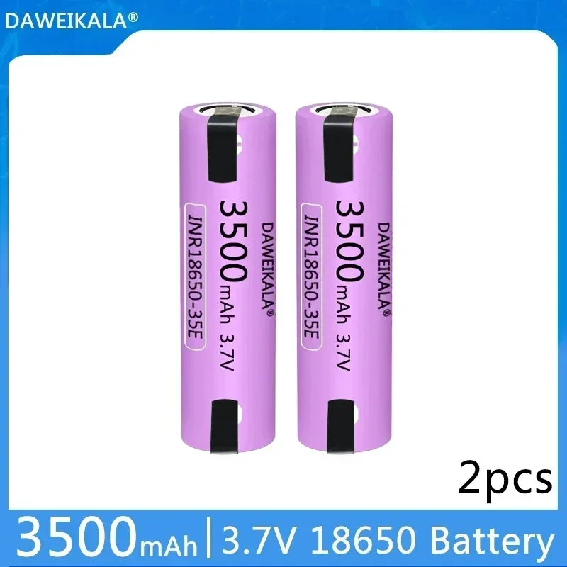 Rechargeable 18650 Li-ion Battery 35E 3500mAh 20A High Discharge Cell with DIY Nickel Strip for Power Pack Use