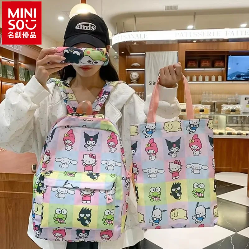 sanrio 3pcs set Kuromi school bag elementary school students in grades three to six lightweight backpack for middle high school