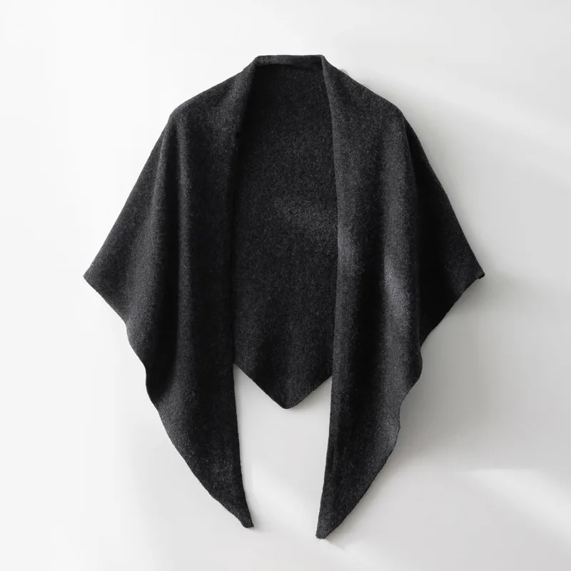 新しい100％ウール三角スカーフショール、秋冬ミニマリスト暖かいソフトエレガントな無地ショール