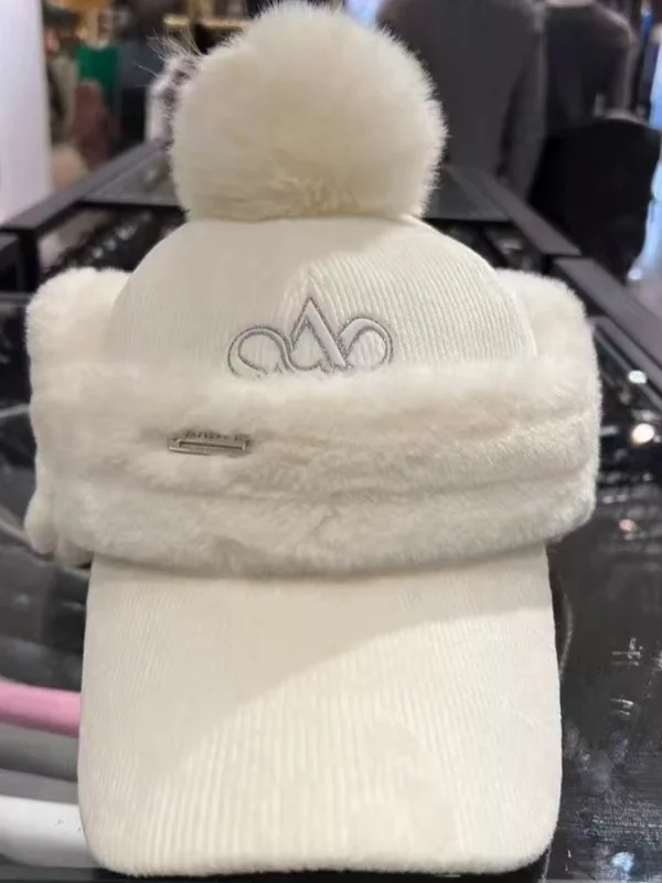 new-2025-women's-golf-cap-autumn-winter-breathable-casual-faion-rabbit-fur-ear-warmer-hat-adjustable-comfortable-sports-cap
